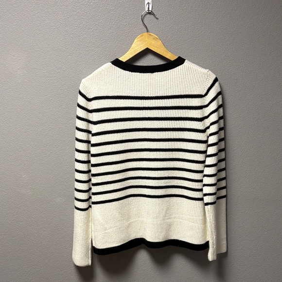 Tahari Black and White Striped Cardigan - Picture 2 of 3